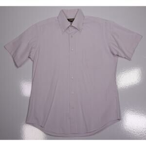 Paul Stuart Light Pink Striped Short Sleeve Button-Up Shirt Mens Small